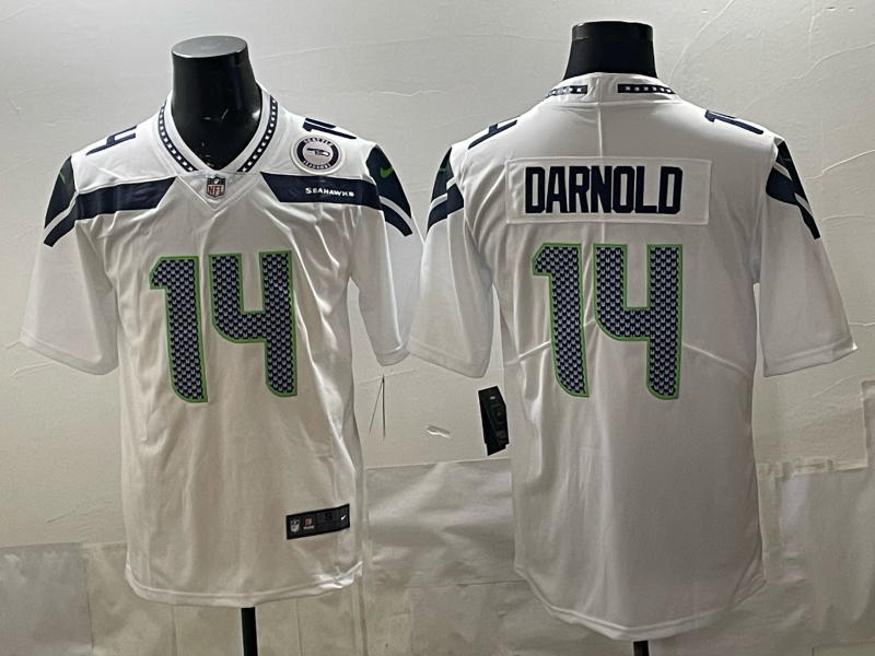 Men 2026 Seattle Seahawks #14 Darnold White Nike Limited NFL Jersey 004->new england patriots->NFL Jersey